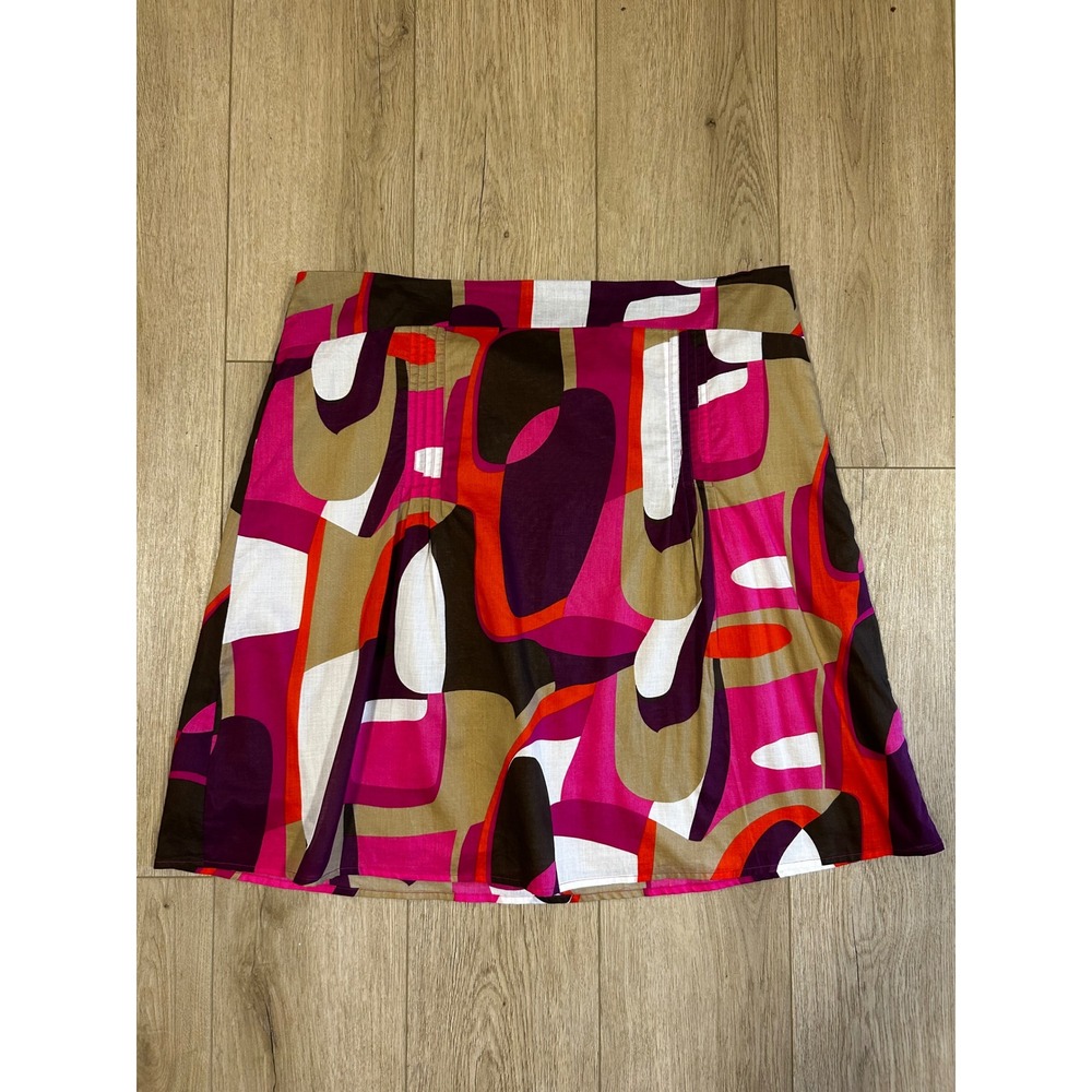Y2K Maximalist Colorful George by Mark Eisen 18 Pink Abstract Mini Skirt NEW